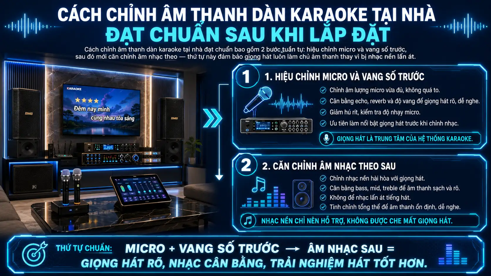 Cach Chinh Am Thanh Dan Karaoke Tai Nha Dat Chuan Sau Khi Lap Dat