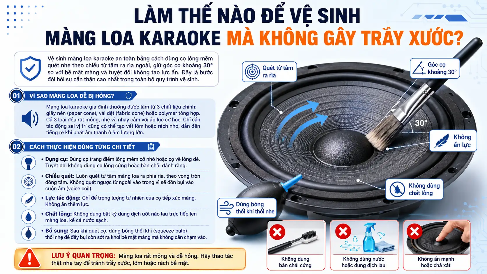 Làm Thế Nào Để Vệ Sinh Màng Loa Karaoke Mà Không Gây Trầy Xước