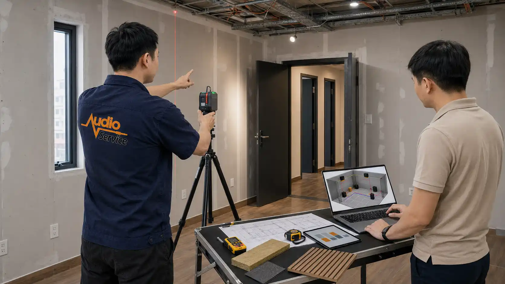 Bước khảo sát và đo đạc không gian trước khi thiết kế âm thanh là gì
