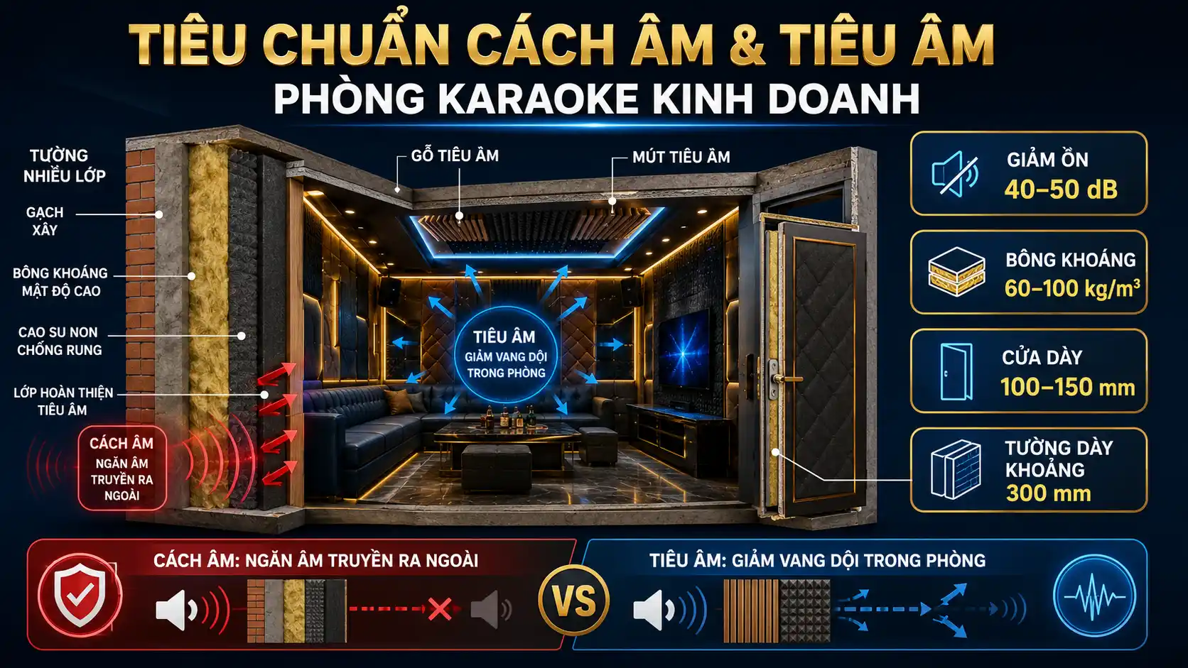 Cách âm và tiêu âm phòng karaoke kinh doanh cần đạt tiêu chuẩn nào?