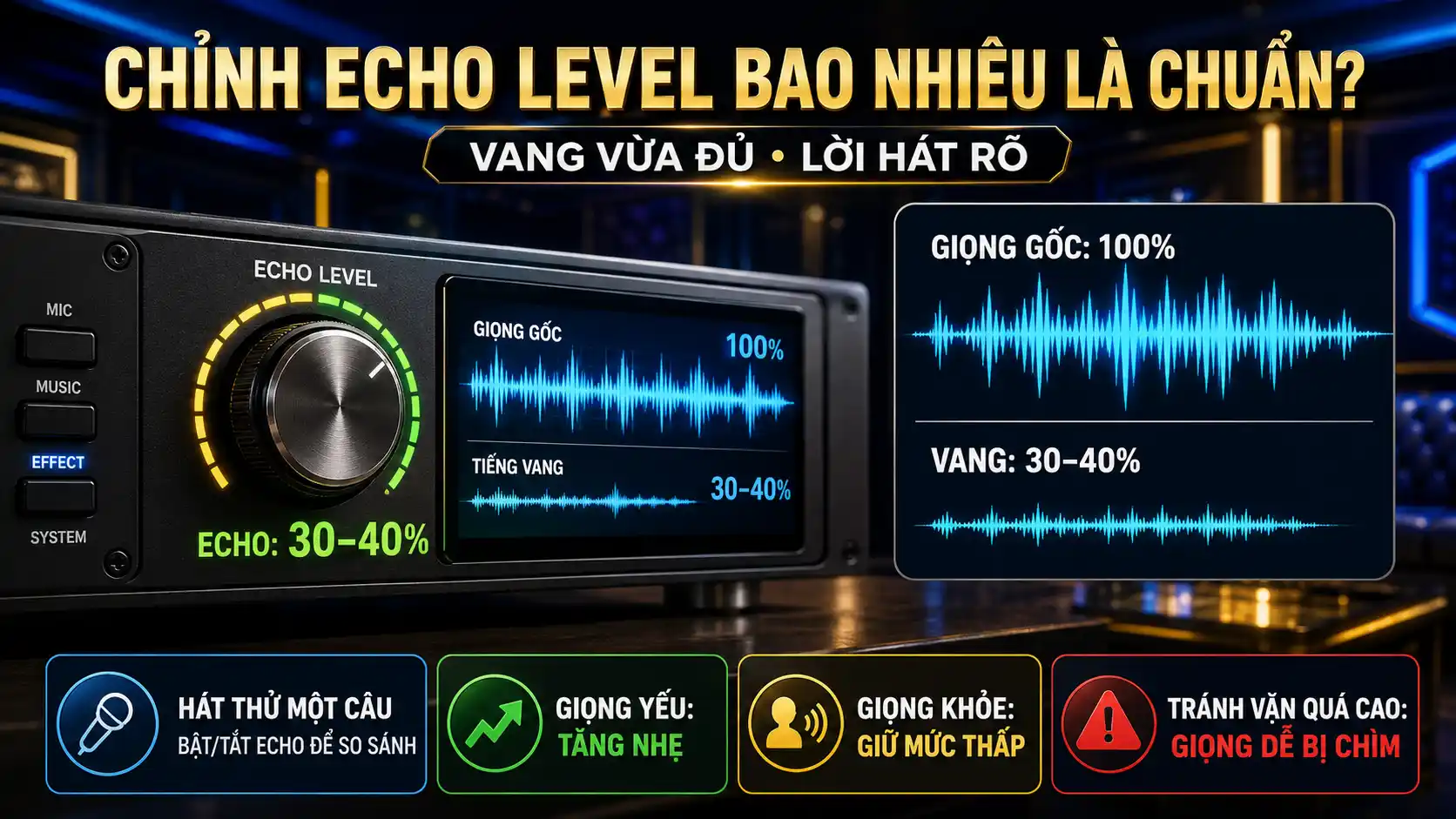 Cách Chỉnh Echo Level (Mức Âm Lượng Vang) Chuẩn Nhất?