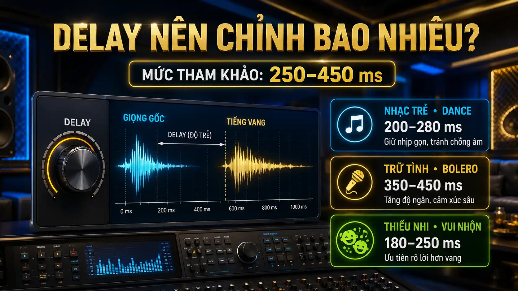 Delay (Độ Trễ Tiếng Vang) Nên Chỉnh Bao Nhiêu Là Vừa Tai?