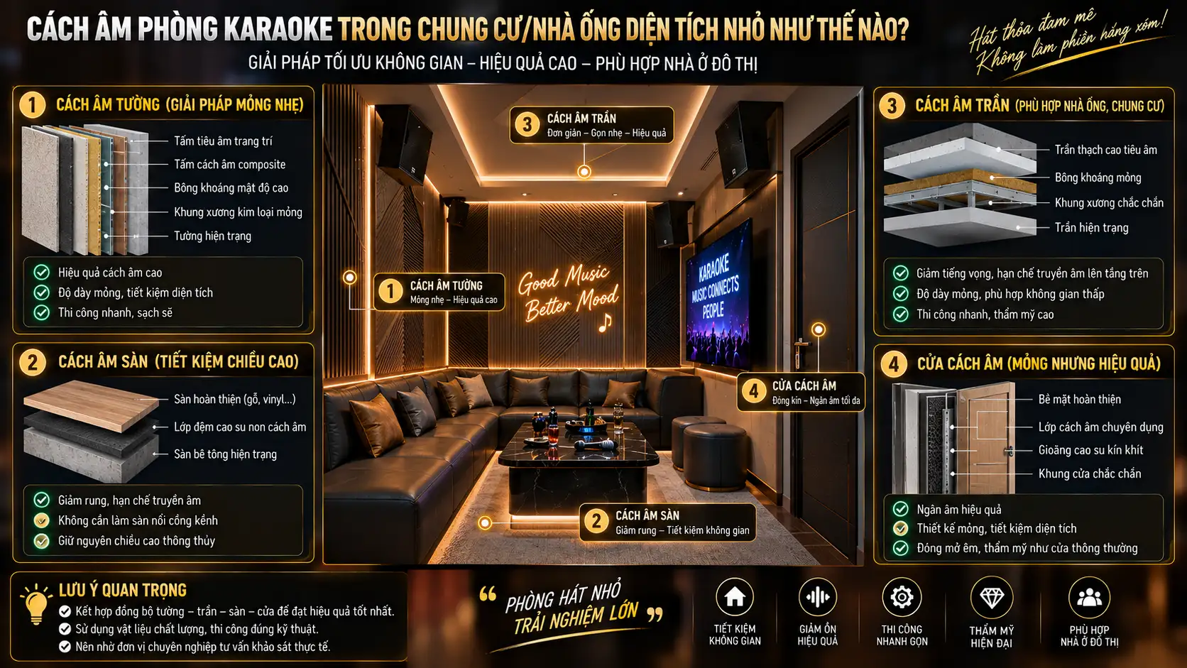 Cách Âm Phòng Karaoke Trong Chung Cư/Nhà Ống Diện Tích Nhỏ Như Thế Nào?