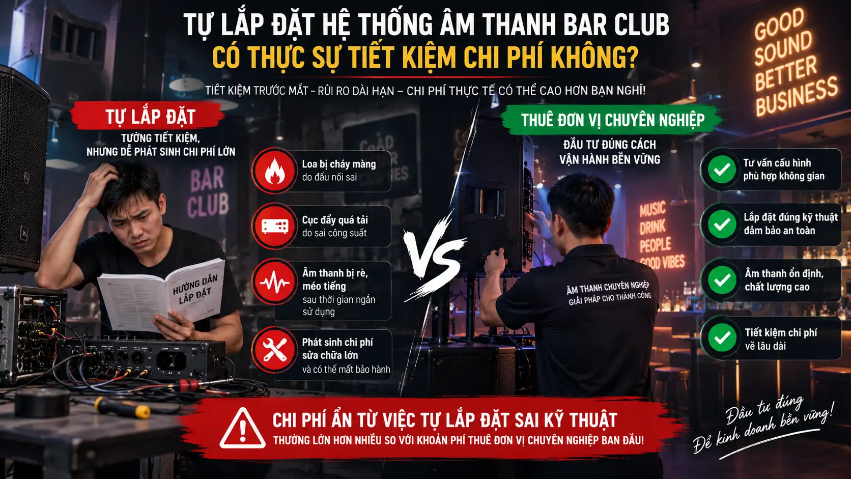 Tự lắp đặt hệ thống âm thanh bar club có thực sự tiết kiệm chi phí không?