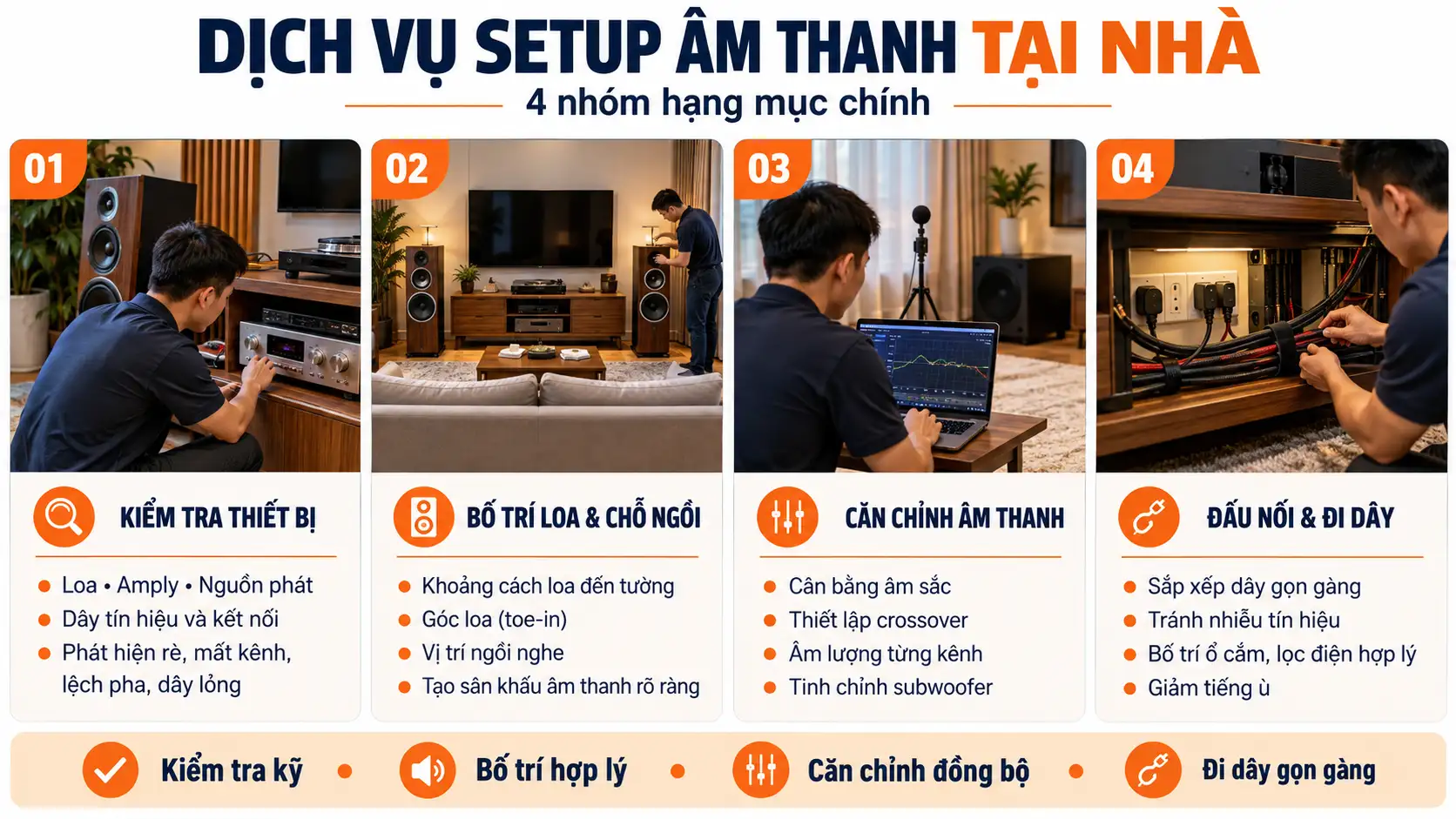 Dịch Vụ Setup Âm Thanh Tại Nhà Gồm Những Hạng Mục Nào?