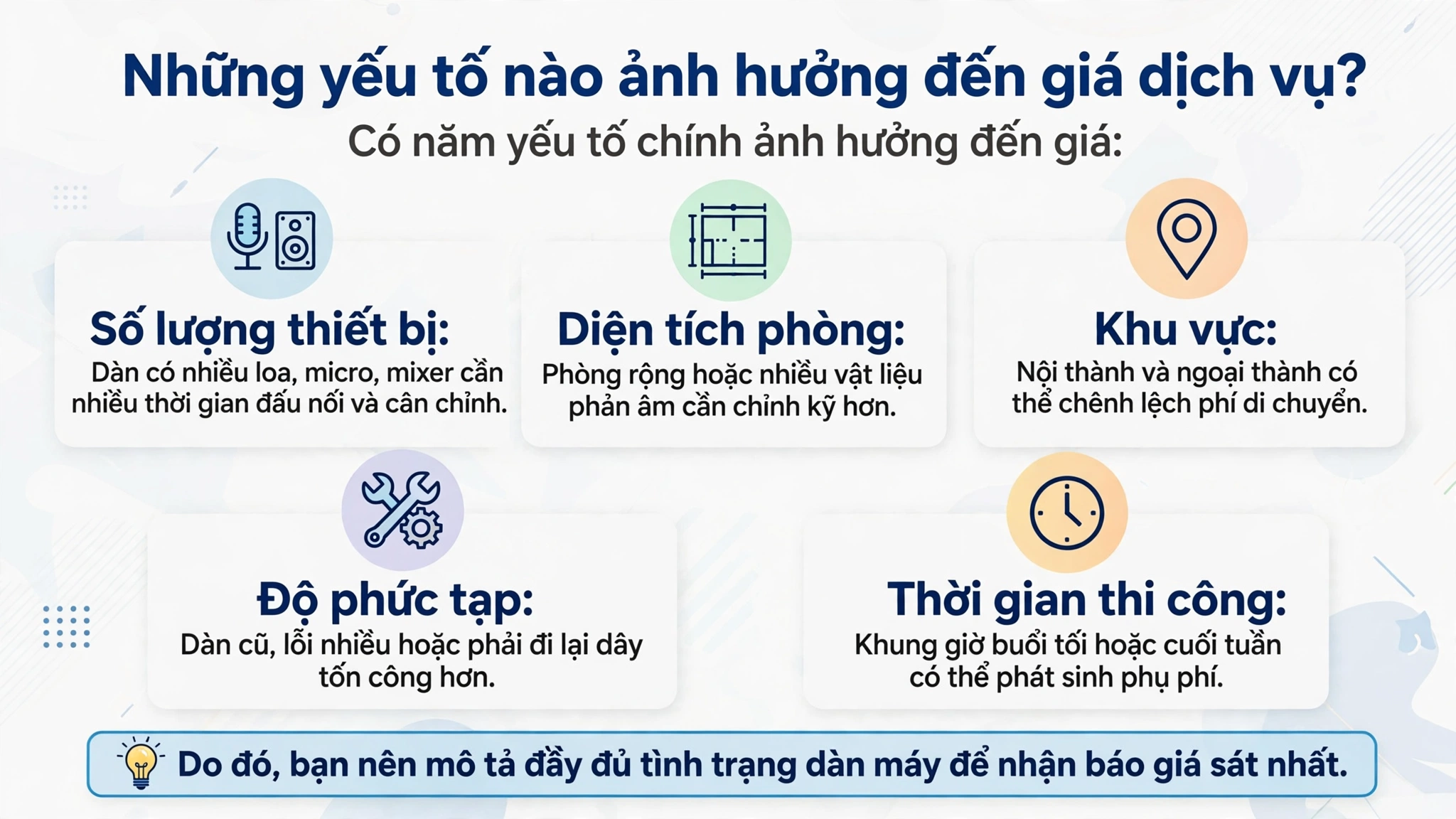Những yếu tố nào ảnh hưởng đến giá dịch vụ?
